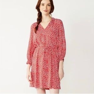 Draper James RSVP Smocked Sleeve Dress Red White